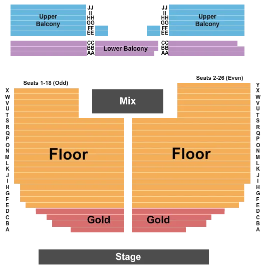 seating chart for Rialto Theatre - Tucson - Endstage Gold - eventticketscenter.com